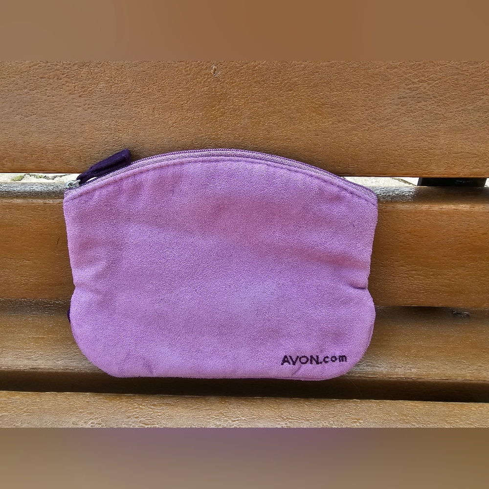 NWOT Y2K Avon light purple seude makeup pouch with attached mirror